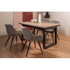 Turner Weathered Oak 4-6 Dining Table & 4 Dali Grey Velvet Fabric Chairs