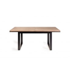 Turner Weathered Oak 6-8 Dining Table & 6 Cezanne Chairs in Dark Grey Faux Leather with Black Legs