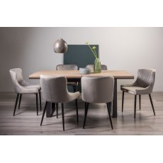 Turner Weathered Oak 6-8 Dining Table & 6 Cezanne Chairs in Grey Velvet Fabric with Black Legs