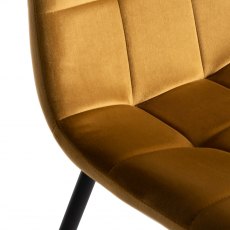 Mondrian Mustard Velvet Fabric Chairs with Black Legs