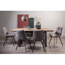 Turner Weathered Oak 6-8 Dining Table & 6 Fontana Grey Velvet Fabric Chairs