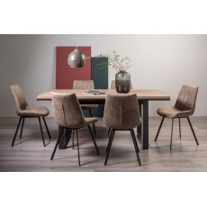 Turner Weathered Oak 6-8 Dining Table & 6 Fontana Tan Faux Suede Chairs