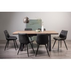 Turner Weathered Oak 6-8 Dining Table & 6 Seurat Dark Grey Faux Suede Chairs