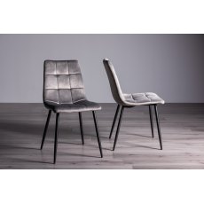 Mondrian Grey Velvet Fabric Chairs with Black Legs