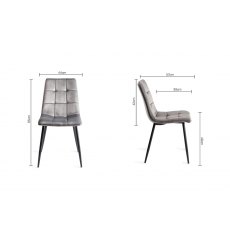 Mondrian Grey Velvet Fabric Chairs with Black Legs