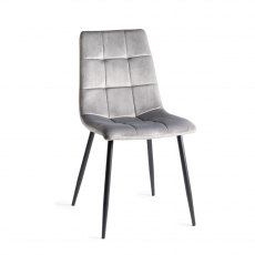 Mondrian Grey Velvet Fabric Chairs with Black Legs