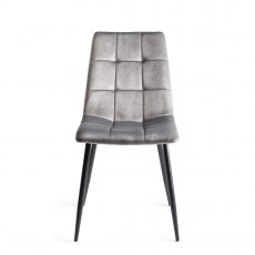 Mondrian Grey Velvet Fabric Chairs with Black Legs