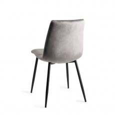 Mondrian Grey Velvet Fabric Chairs with Black Legs