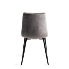 Mondrian Grey Velvet Fabric Chairs with Black Legs