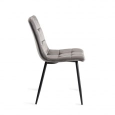 Mondrian Grey Velvet Fabric Chairs with Black Legs