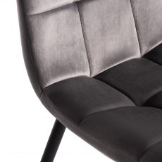 Mondrian Grey Velvet Fabric Chairs with Black Legs