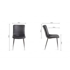 Rothko Black Faux Leather Chairs with Shiny Nickel Legs
