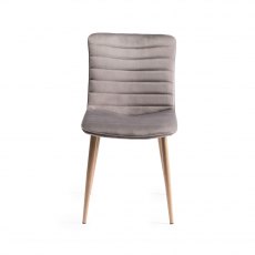 Eriksen Grey Velvet Fabric Chairs with Grey Rustic Oak Effect Legs