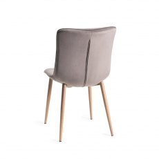 Eriksen Grey Velvet Fabric Chairs with Grey Rustic Oak Effect Legs