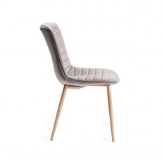 Eriksen Grey Velvet Fabric Chairs with Grey Rustic Oak Effect Legs