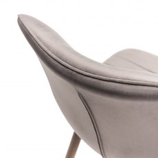 Eriksen Grey Velvet Fabric Chairs with Grey Rustic Oak Effect Legs