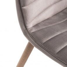 Eriksen Grey Velvet Fabric Chairs with Grey Rustic Oak Effect Legs