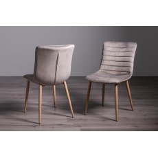 Eriksen Grey Velvet Fabric Chairs with Grey Rustic Oak Effect Legs