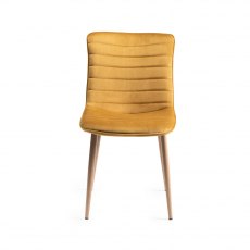 Eriksen Mustard Velvet Fabric Chairs with Grey Rustic Oak Effect Legs