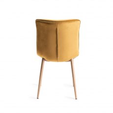 Eriksen Mustard Velvet Fabric Chairs with Grey Rustic Oak Effect Legs