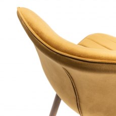 Eriksen Mustard Velvet Fabric Chairs with Grey Rustic Oak Effect Legs