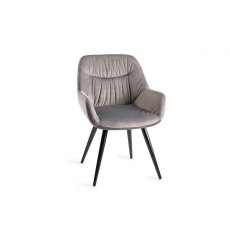 Goya Dark Oak Glass 4 Seater Dining Table & 4 Dali Grey Velvet Fabric Chairs