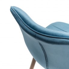 Eriksen Petrol Blue Velvet Fabric Chairs with Grey Rustic Oak Effect Legs