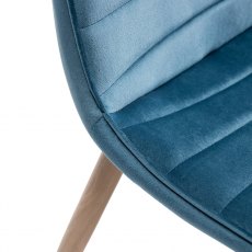 Eriksen Petrol Blue Velvet Fabric Chairs with Grey Rustic Oak Effect Legs