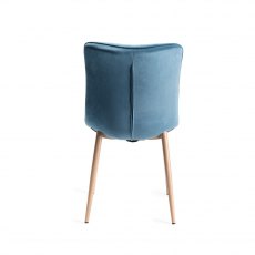 Eriksen Petrol Blue Velvet Fabric Chairs with Grey Rustic Oak Effect Legs