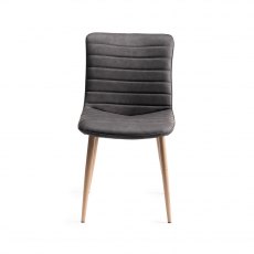 Eriksen Dark Grey Faux Leather Chairs with Grey Rustic Oak Effect Legs