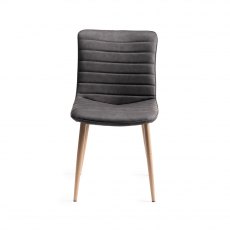 Eriksen Dark Grey Faux Leather Chairs with Grey Rustic Oak Effect Legs