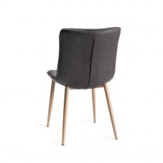 Eriksen Dark Grey Faux Leather Chairs with Grey Rustic Oak Effect Legs