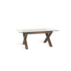 Goya Dark Oak Glass 6 Seater Dining Table & 6 Fontana Tan Faux Suede Chairs