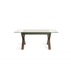Goya Dark Oak Glass 6 Seater Dining Table & 6 Fontana Tan Faux Suede Chairs