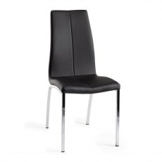 Benton Black Faux Leather Chairs with Shiny Nickel Legs
