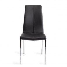 Benton Black Faux Leather Chairs with Shiny Nickel Legs