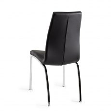 Benton Black Faux Leather Chairs with Shiny Nickel Legs