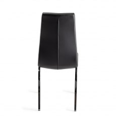 Benton Black Faux Leather Chairs with Shiny Nickel Legs