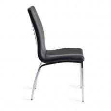 Benton Black Faux Leather Chairs with Shiny Nickel Legs