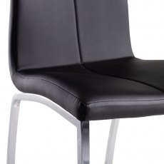 Benton Black Faux Leather Chairs with Shiny Nickel Legs