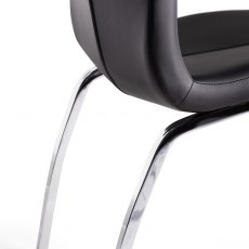 Benton Black Faux Leather Chairs with Shiny Nickel Legs