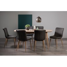 Johansen Scandi Oak 6-8 Seater Dining Table & 6 Eriksen Dark Grey Faux Leather Chairs