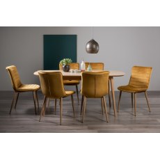 Johansen Scandi Oak 6-8 Seater Dining Table & 6 Eriksen Mustard Velvet Fabric Chairs