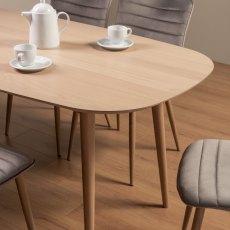 Johansen Scandi Oak 6 Seater Dining Table & 6 Eriksen Grey Velvet Fabric Chairs