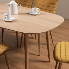 Johansen Scandi Oak 6 Seater Dining Table & 6 Eriksen Mustard Velvet Fabric Chairs