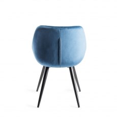 Dali Petrol Blue Velvet Fabric Chairs with Black Legs