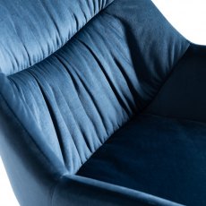 Dali Petrol Blue Velvet Fabric Chairs with Black Legs