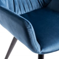 Dali Petrol Blue Velvet Fabric Chairs with Black Legs