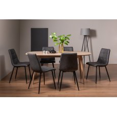 Johansen Scandi Oak 6 Seater Dining Table & 6 Mondrian Dark Grey Faux Leather Chairs