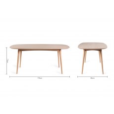 Johansen Scandi Oak 6 Seater Dining Table & 6 Mondrian Grey Velvet Fabric Chairs
